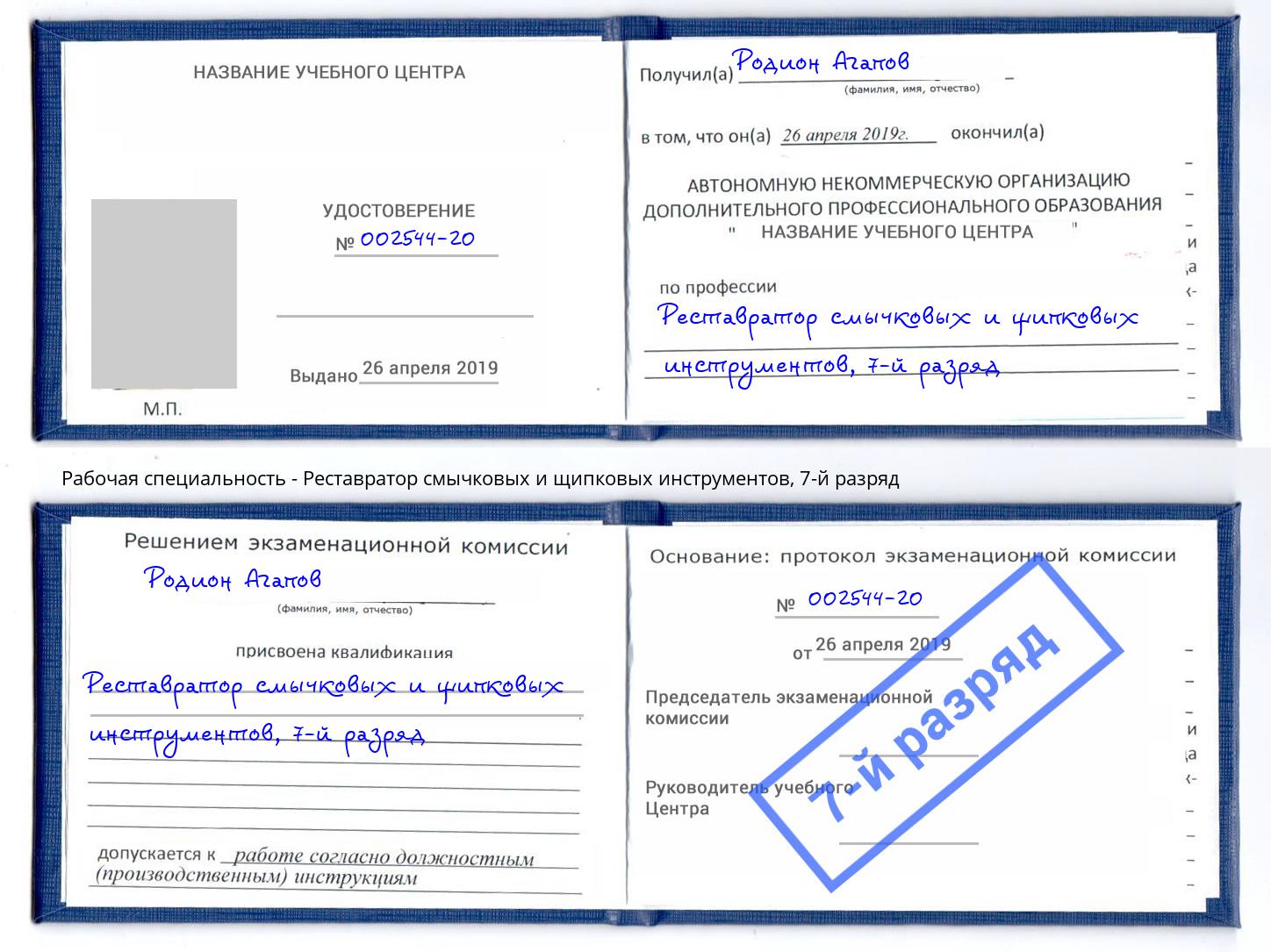 корочка 7-й разряд Реставратор смычковых и щипковых инструментов Тимашевск